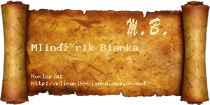 Mlinárik Bianka névjegykártya